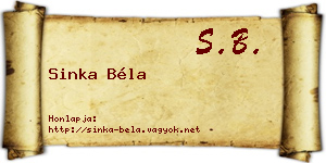 Sinka Béla névjegykártya